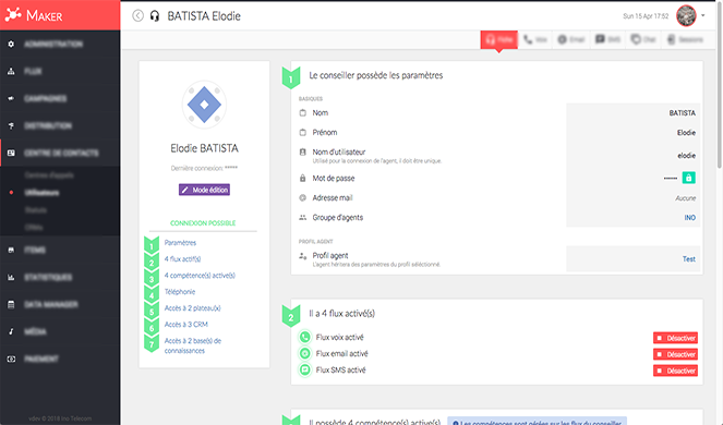 Operator settings page